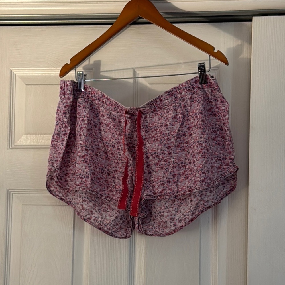 LOFT Pink and Red Floral Pajama Shorts